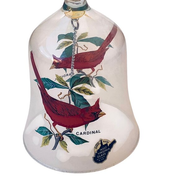 West Virginia Glass Vintage Bell with Ringer Cardinal Birds Sticker - Picture 11 of 15